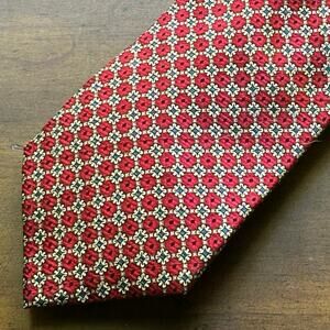 Vtg XMI Floral/Diamond Pattern Red Yellow Blue Silk Printed Necktie Tie USA